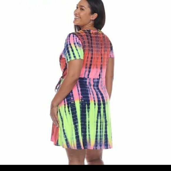 Tie Dye Mini Fake Wrap Dress Plus  sz 14 - Picture 3 of 13